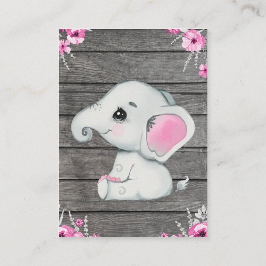 Dank u kaart meisje olifant douche rustiek (Achterkant)