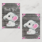Dank u kaart meisje olifant douche rustiek (Voorkant / Achterkant)