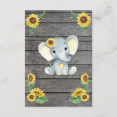 Dank u kaart meisje olifant douche, zonnebloemen (Achterkant)