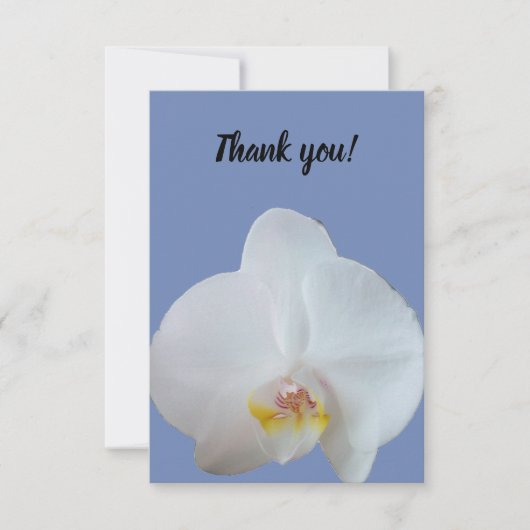 Dank u kaart met foto van een witte orchidee (Voorkant)