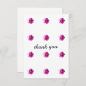Dank u kaart met paarse bloemen (Voorkant / Achterkant)