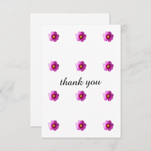 Dank u kaart met paarse bloemen (Voorkant / Achterkant)