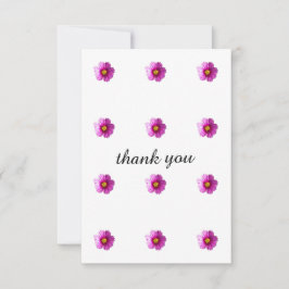 Dank u kaart met paarse bloemen