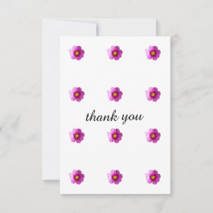 Dank u kaart met paarse bloemen