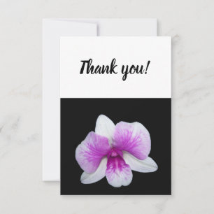 Dank u kaart met paarse en witte orchidee