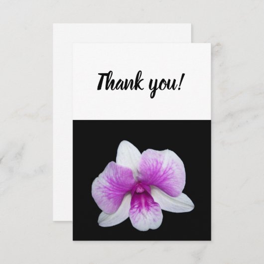 Dank u kaart met paarse en witte orchidee (Voorkant / Achterkant)