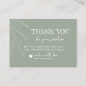 Dank u kaart minimaal blad | Sage Green Visitekaartje (Voorkant)