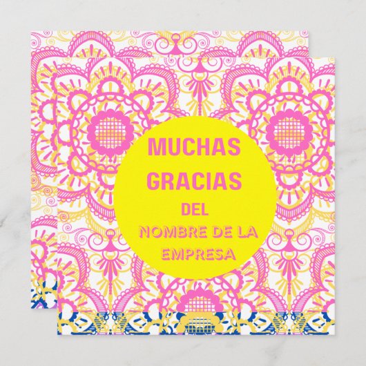 Dank u- kaart "muchas gracias" (Spaans) (Voorkant / Achterkant)