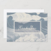 Dank u kaart Opmerking Blue Waves Ocean Beach Zome (Voorkant / Achterkant)