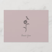 Dank u kaart Opmerking roze Paarse eenvoudige bloe (Voorkant)