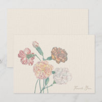 Dank u kaart opmerking tan beige anjer bloem