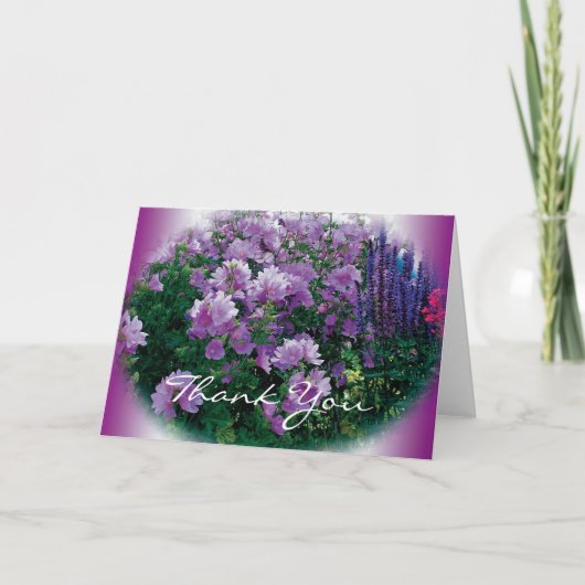 Dank u kaart, paarse hisbiscusbloemen bedankkaart (Voorkant)