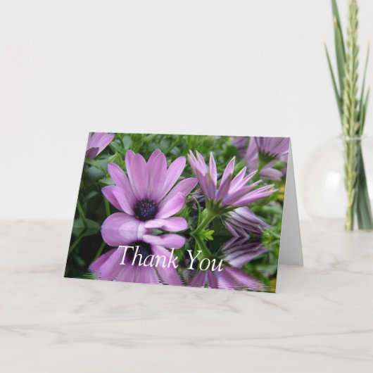 Dank u kaart, paarse madeliefjes bedankkaart (Voorkant)