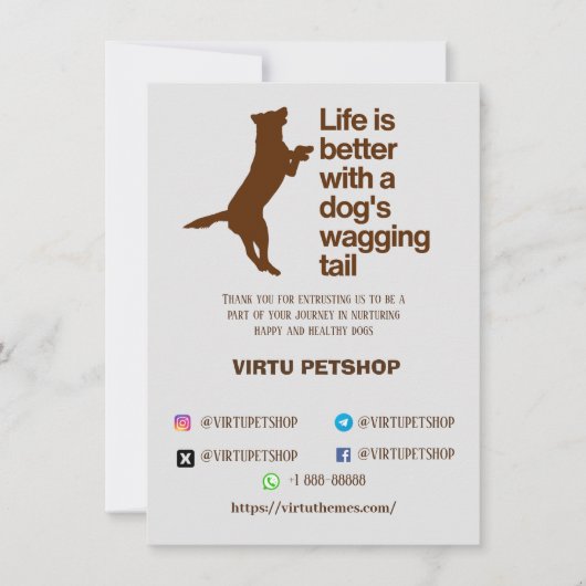 Dank u kaart petstore hond (Voorkant)