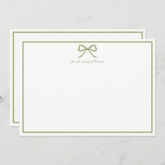 Dank u kaart Preppy Bow Baby shower (Voorkant / Achterkant)