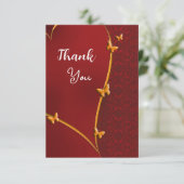 Dank u kaart, Red Gold Heart Wenskaart Bedankkaart (Staand voorkant)