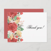 Dank u kaart rode roos herfst herfst herfst blader (Voorkant / Achterkant)