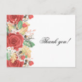 Dank u kaart rode roos herfst herfst herfst blader (Voorkant)