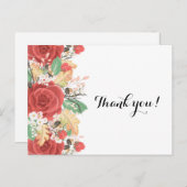 Dank u kaart rode roos herfst herfst herfst blader (Voorkant / Achterkant)