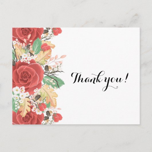 Dank u kaart rode roos herfst herfst herfst blader (Voorkant)