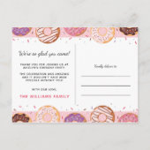 DANK U kaart roze ijsdonuts verjaardagsfeestje (Achterkant)