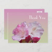 Dank u kaart, roze rododendron bloemen briefkaart (Voorkant / Achterkant)