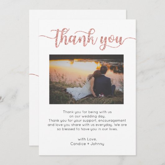 Dank u kaart, script dank u kaart, foto bedankkaart (Voorkant / Achterkant)