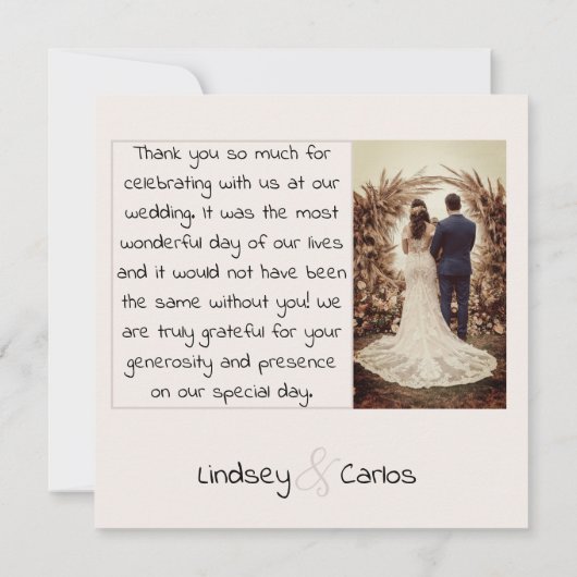 Dank u Kaart Trouwjurk Silhouette Collectie (Achterkant)