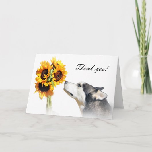 Dank u Kaart van de dierenarts met Husky en Flower (Voorkant)