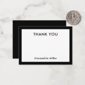 Dank u Kaart van de Nota met Naam Zwarte Notitiekaartje (Voorkant / Achterkant in situ)