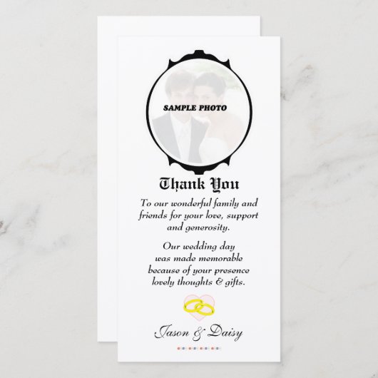 Dank u Kaart (Verloving / bruiloft / Jubileum) (Voorkant / Achterkant)