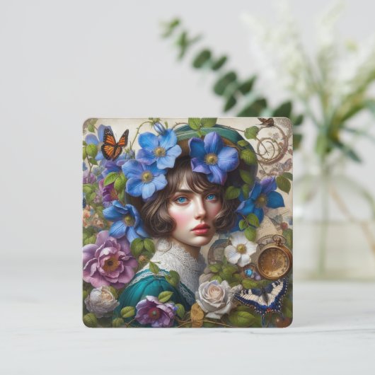 Dank u kaart Victoriaans Bloemenstoom Punk (Staand voorkant)