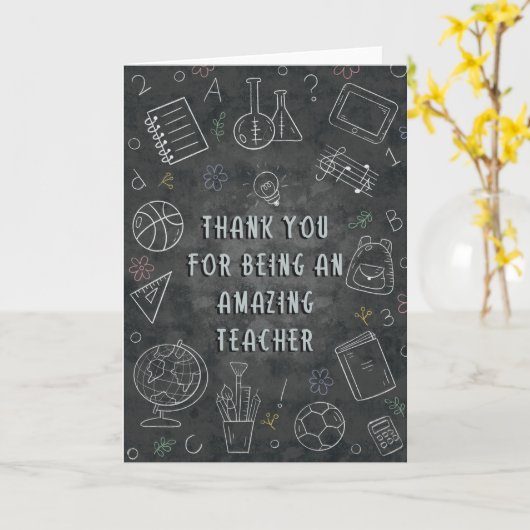 Dank u Kaart voor docent Chalkboard (Gele Bloem)