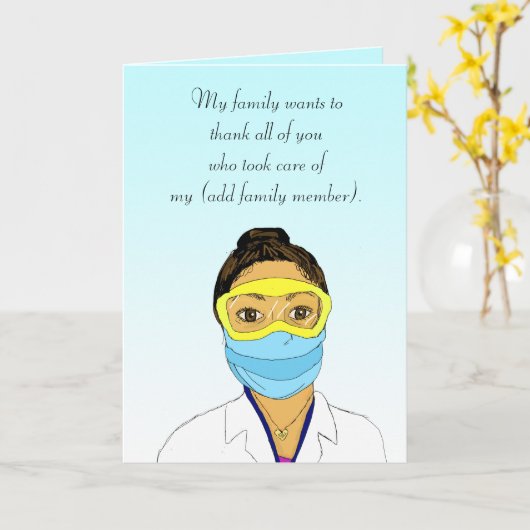 Dank u kaart voor verpleegkundige of arts (Gele Bloem)