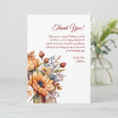 Dank u kaart-Waterverf Herfst Flowers- Kaart (Staand voorkant)