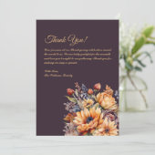 Dank u kaart-Waterverf Herfst Flowers-Paarse- Kaart (Staand voorkant)