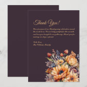 Dank u kaart-Waterverf Herfst Flowers-Paarse- Kaart (Voorkant / Achterkant)