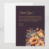 Dank u kaart-Waterverf Herfst Flowers-Paarse- Kaart (Voorkant / Achterkant)