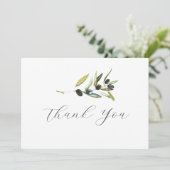 Dank u kaart Waterverf Olive Branch (Staand voorkant)