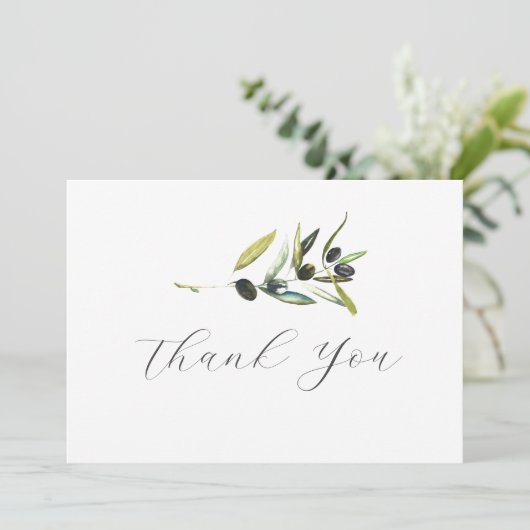 Dank u kaart Waterverf Olive Branch (Staand voorkant)
