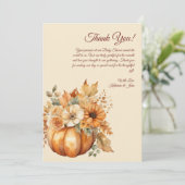 Dank u kaart-Waterverf pompoen bloemontwerp- Kaart (Staand voorkant)