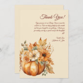 Dank u kaart-Waterverf pompoen bloemontwerp- Kaart (Voorkant / Achterkant)