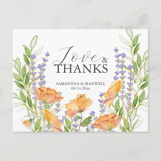 Dank u kaart Waterverf Wildbloemen (Voorkant)