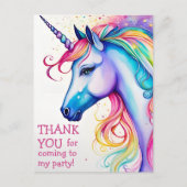 Dank u kaart Whimsical Eenhoorn Verjaardag Briefka (Voorkant)