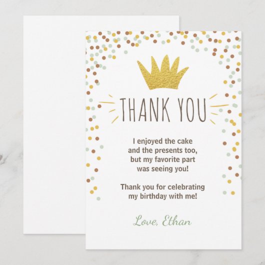 Dank u kaart Wilde dingen Verjaardag Gold Boy Crow (Voorkant / Achterkant)