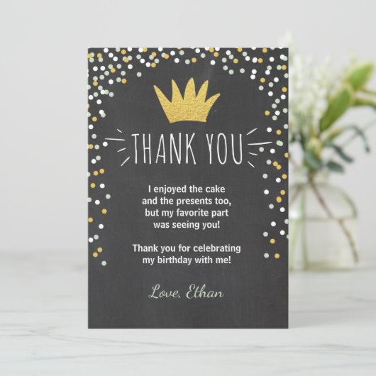 Dank u kaart Wilde dingen Verjaardag Gold Boy Crow (Staand voorkant)