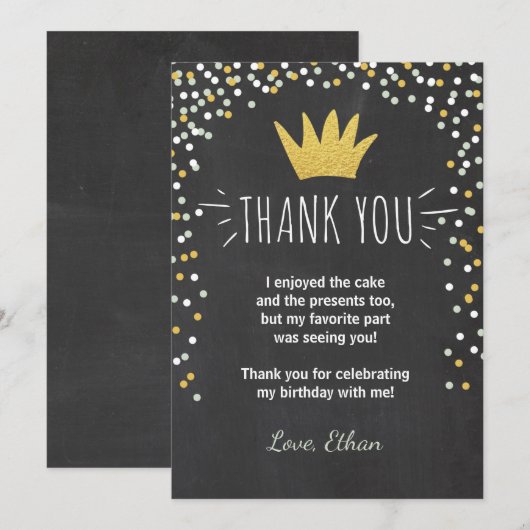 Dank u kaart Wilde dingen Verjaardag Gold Boy Crow (Voorkant / Achterkant)