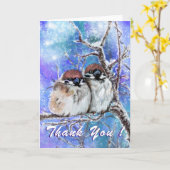 Dank u kaart Winter Bird paar (Gele Bloem)