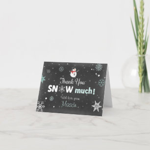 Dank u kaart Winter Onederland Snowman Mint Blue