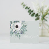 Dank u kaart witte anemone salie groen (Staand voorkant)